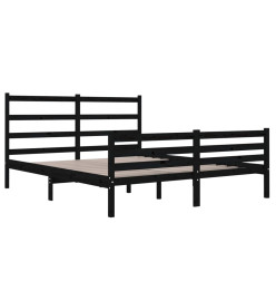 Cadre de lit Bois de pin massif 140x190 cm Noir