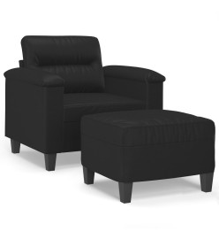 Fauteuil avec repose-pied Noir 60 cm Similicuir