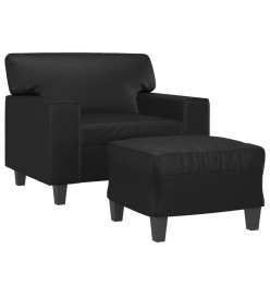 Fauteuil avec repose-pied Noir 60 cm Similicuir