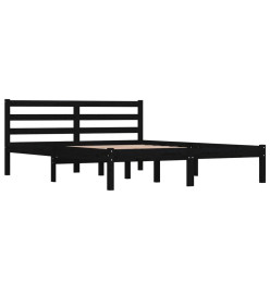 Cadre de lit Bois de pin massif 140x190 cm Noir