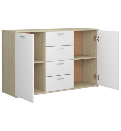 Buffet Blanc et chêne sonoma 120x35,5x75 cm Aggloméré