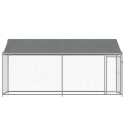 Cage pour chien avec toit et porte gris 4x2x2 m acier galvanisé