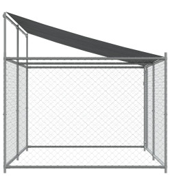 Cage pour chien avec toit et porte gris 4x2x2 m acier galvanisé