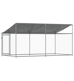 Cage pour chien avec toit et porte gris 4x2x2 m acier galvanisé