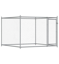 Cage pour chien avec porte gris 8x2x1,5 m acier galvanisé