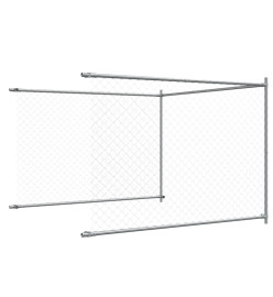 Cage pour chien avec porte gris 8x2x1,5 m acier galvanisé