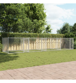 Cage pour chien avec portes gris 8x2x1,5 m acier galvanisé