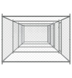 Cage pour chien avec portes gris 8x2x1,5 m acier galvanisé