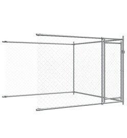 Cage pour chien avec portes gris 8x2x1,5 m acier galvanisé