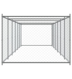 Cage pour chien avec porte gris 12x2x1,5 m acier galvanisé