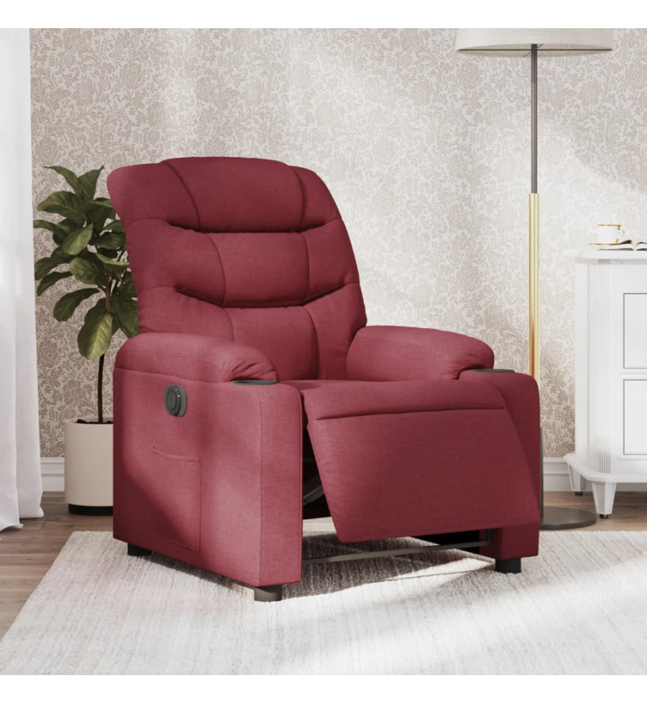 Fauteuil inclinable électrique Rouge bordeaux Tissu Fauteuil inclinable électrique Rouge bordeaux Tissu