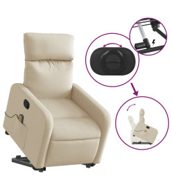 Fauteuil inclinable de massage Crème Tissu