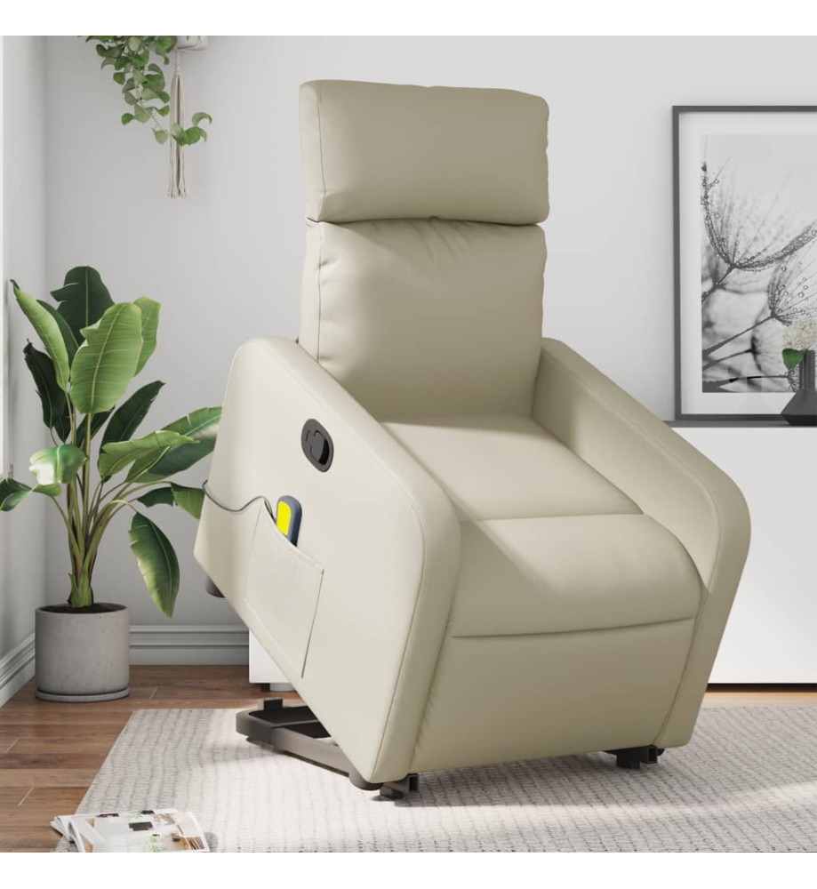 Fauteuil inclinable de massage Crème Similicuir Fauteuil inclinable de massage Crème Similicuir