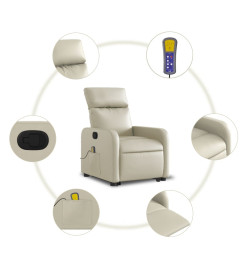 Fauteuil inclinable de massage Crème Similicuir