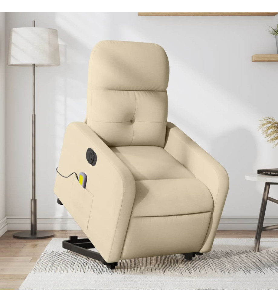 Fauteuil inclinable de massage électrique Crème Tissu Fauteuil inclinable de massage électrique Crème Tissu