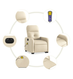 Fauteuil inclinable de massage électrique Crème Tissu