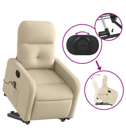 Fauteuil inclinable de massage électrique Crème Tissu