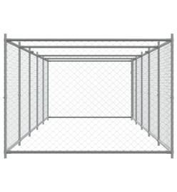 Cage pour chien avec porte gris 10x2x1,5 m acier galvanisé