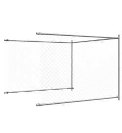 Cage pour chien avec porte gris 10x2x1,5 m acier galvanisé