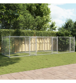 Cage pour chien avec portes gris 6x2x1,5 m acier galvanisé