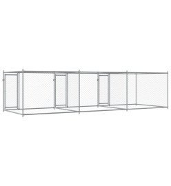 Cage pour chien avec portes gris 6x2x1,5 m acier galvanisé