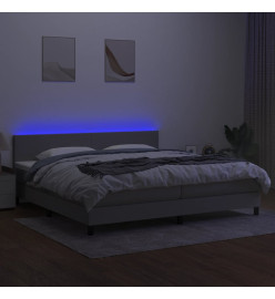 Sommier tapissier matelas et LED Gris clair 200x200 cm Tissu