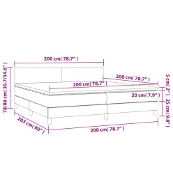 Sommier tapissier matelas et LED Gris clair 200x200 cm Tissu