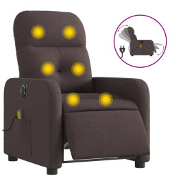 Fauteuil de massage inclinable électrique Marron foncé Tissu