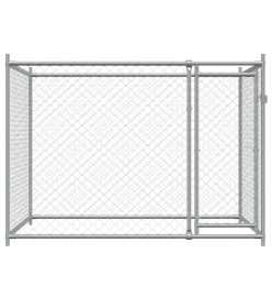 Cage pour chien avec porte gris 2x2x1,5 m acier galvanisé