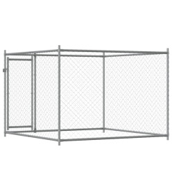 Cage pour chien avec porte gris 2x2x1,5 m acier galvanisé