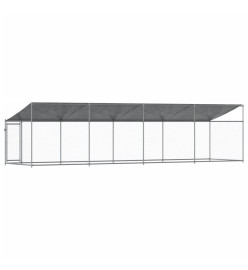 Cage pour chien avec toit et porte gris 8x2x2 m acier galvanisé