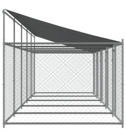 Cage pour chien avec toit/portes gris 10x2x2 m acier galvanisé