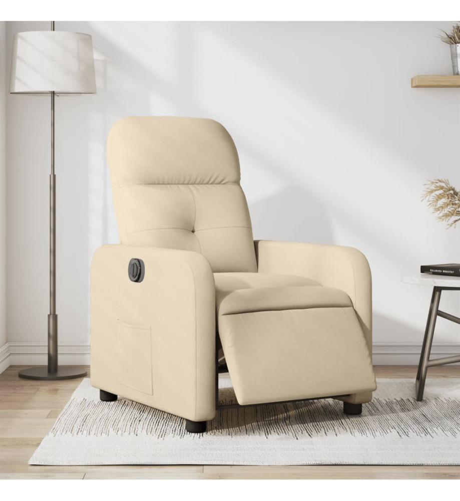 Fauteuil inclinable électrique Crème Tissu Fauteuil inclinable électrique Crème Tissu