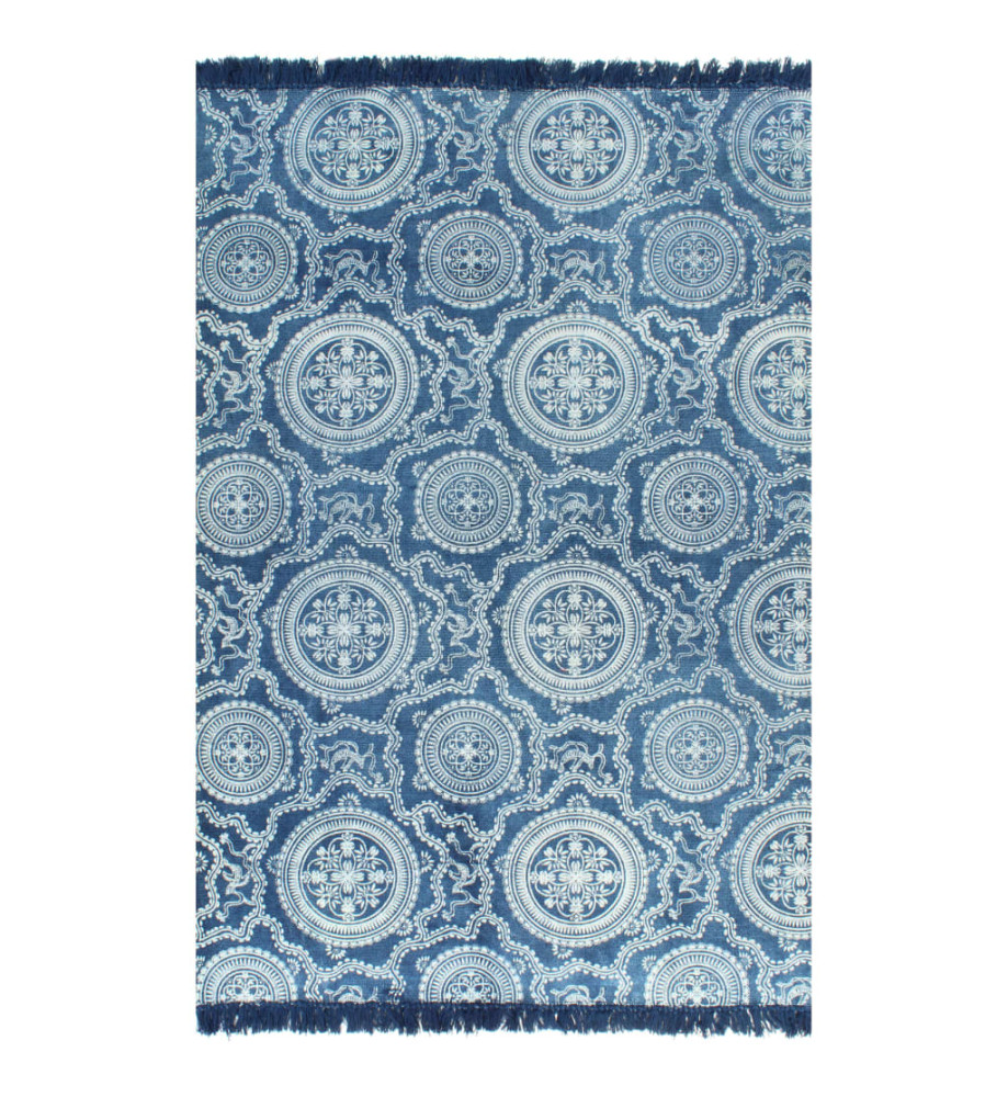 Tapis Kilim Coton 120 x 180 cm avec motif Bleu