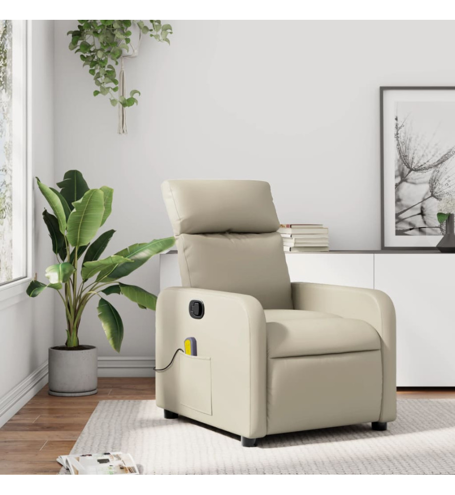 Fauteuil inclinable de massage Crème Similicuir Fauteuil inclinable de massage Crème Similicuir