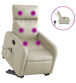 Fauteuil inclinable de massage électrique crème similicuir