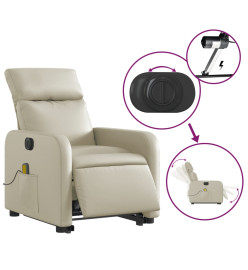 Fauteuil inclinable de massage électrique crème similicuir