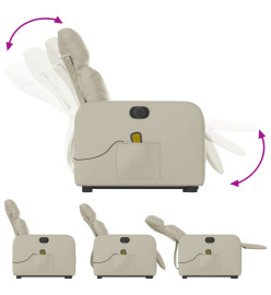 Fauteuil inclinable de massage électrique crème similicuir
