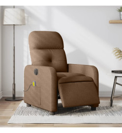 Fauteuil inclinable de massage électrique marron tissu