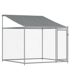 Cage pour chien avec toit et porte gris 10x2x2m acier galvanisé