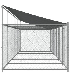 Cage pour chien avec toit/portes gris 12x2x2 m acier galvanisé