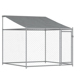 Cage pour chien avec toit/portes gris 12x2x2 m acier galvanisé