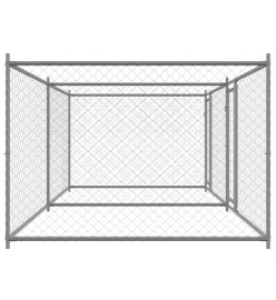 Cage pour chien avec portes gris 4x2x1,5 m acier galvanisé