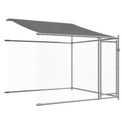 Cage pour chien avec toit et portes gris 8x2x2m acier galvanisé