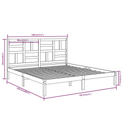 Cadre de lit Blanc Bois massif 180x200 cm Super King