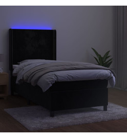 Sommier tapissier avec matelas et LED Noir 100x200 cm Velours