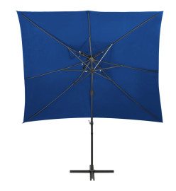 Parasol déporté à double toit Bleu azuré 250x250 cm