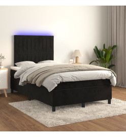 Sommier tapissier avec matelas et LED Noir 120 x 200 cm Velours