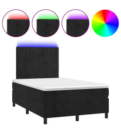 Sommier tapissier avec matelas et LED Noir 120 x 200 cm Velours