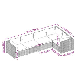 Salon de jardin 5 pcs avec coussins résine tressée marron